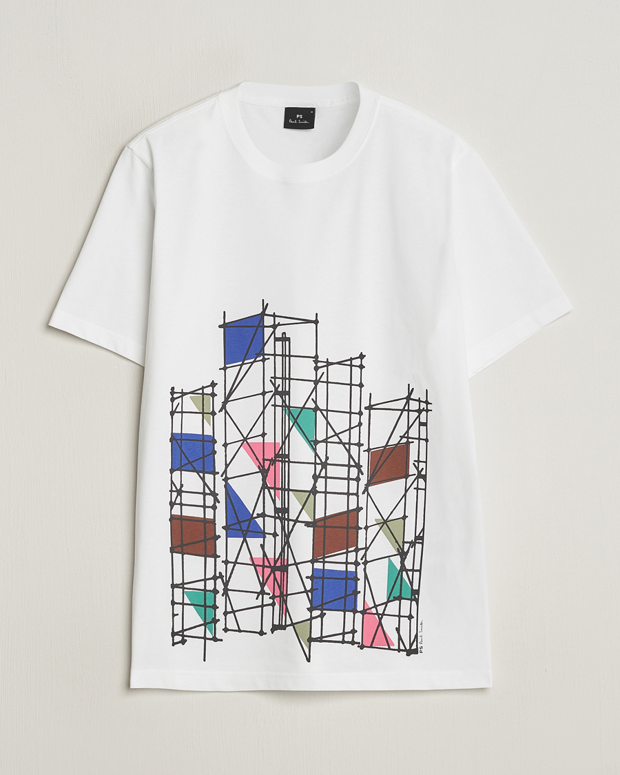 Mies | T-paidat | PS Paul Smith | Organic Cotton Scaffold Crew Neck T-Shirt White