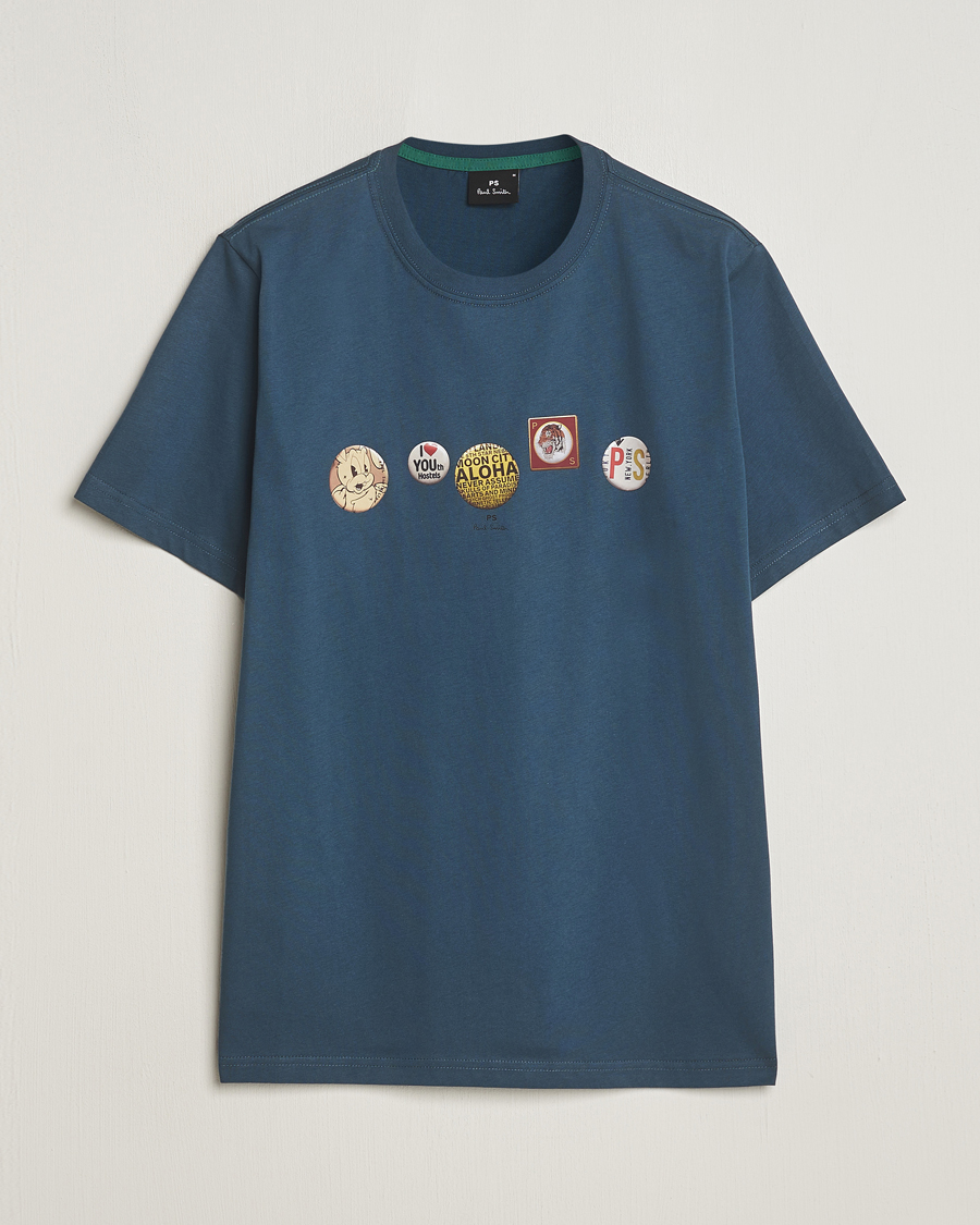 Mies | T-paidat | PS Paul Smith | Organic Cotton Badges Crew Neck T-Shirt Blue