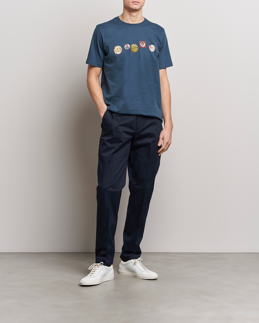 Mies | T-paidat | PS Paul Smith | Organic Cotton Badges Crew Neck T-Shirt Blue