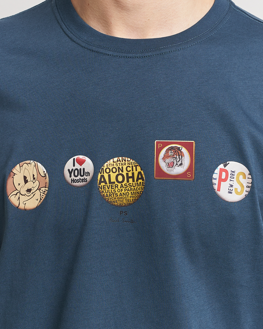 Mies | T-paidat | PS Paul Smith | Organic Cotton Badges Crew Neck T-Shirt Blue