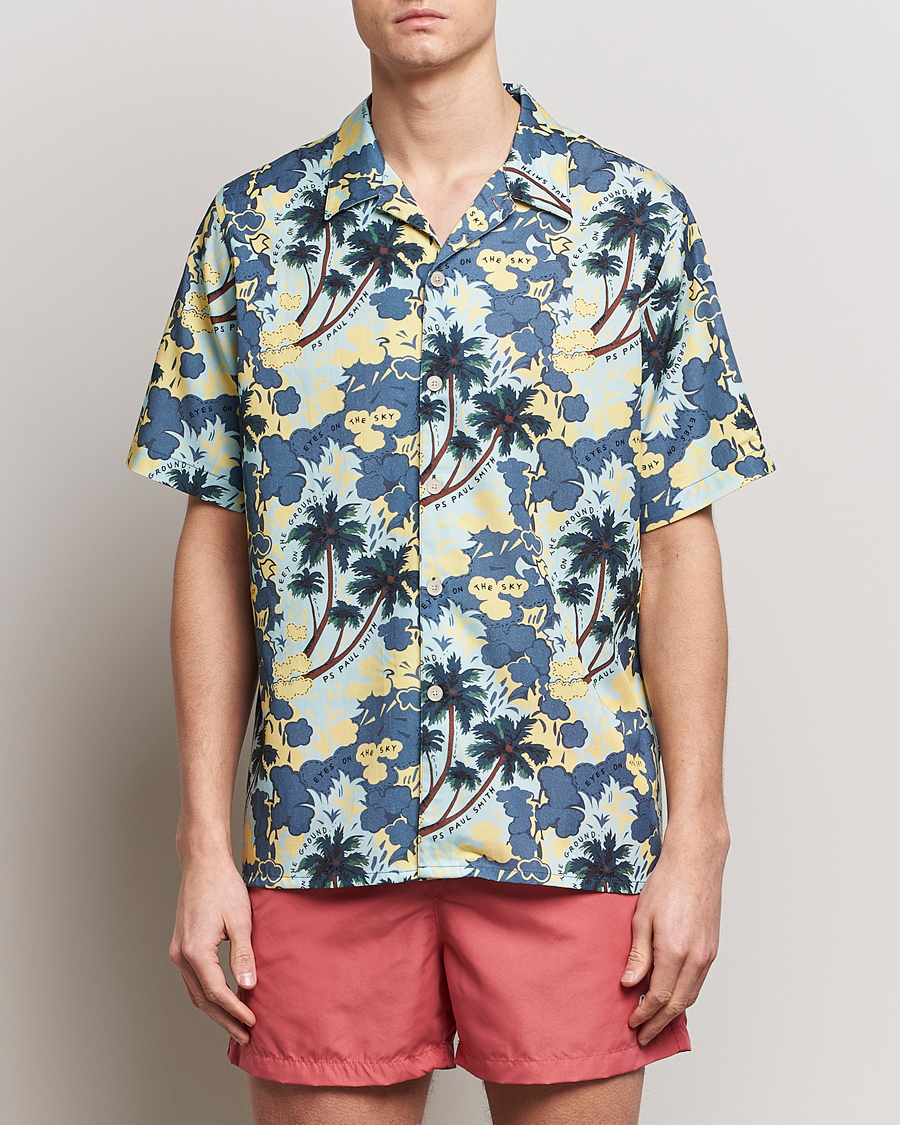 Mies | Kauluspaidat | PS Paul Smith | Prined Flower Resort Short Sleeve Shirt Blue