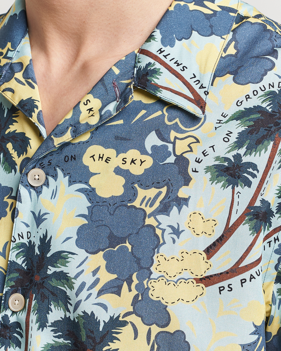 Mies | Kauluspaidat | PS Paul Smith | Prined Flower Resort Short Sleeve Shirt Blue