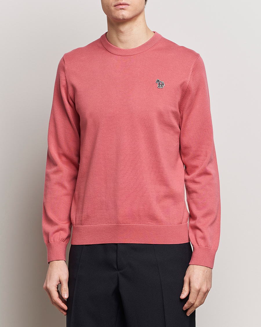 Mies | Puserot | PS Paul Smith | Zebra Cotton Knitted Sweater Faded Pink