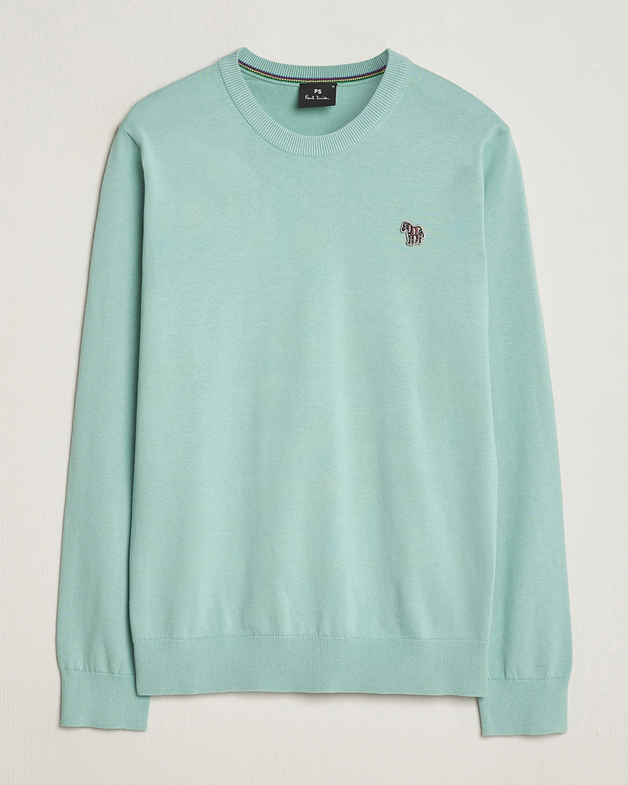 Mies | Puserot | PS Paul Smith | Zebra Cotton Knitted Sweater Mint Green