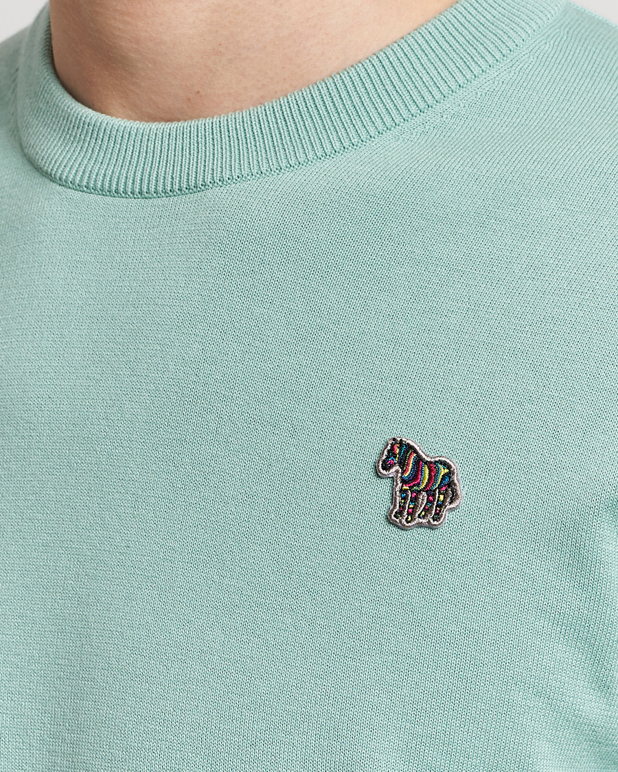 Mies | Puserot | PS Paul Smith | Zebra Cotton Knitted Sweater Mint Green