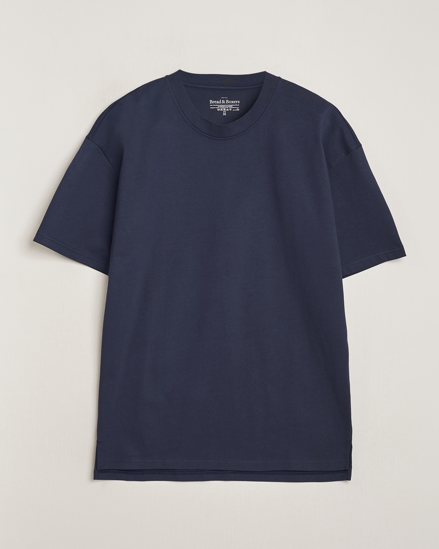 Mies | T-paidat | Bread & Boxers | Textured Heavy Crew Neck T-Shirt Navy Blue