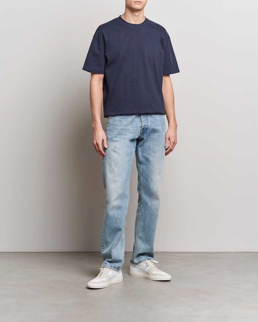 Mies | T-paidat | Bread & Boxers | Textured Heavy Crew Neck T-Shirt Navy Blue