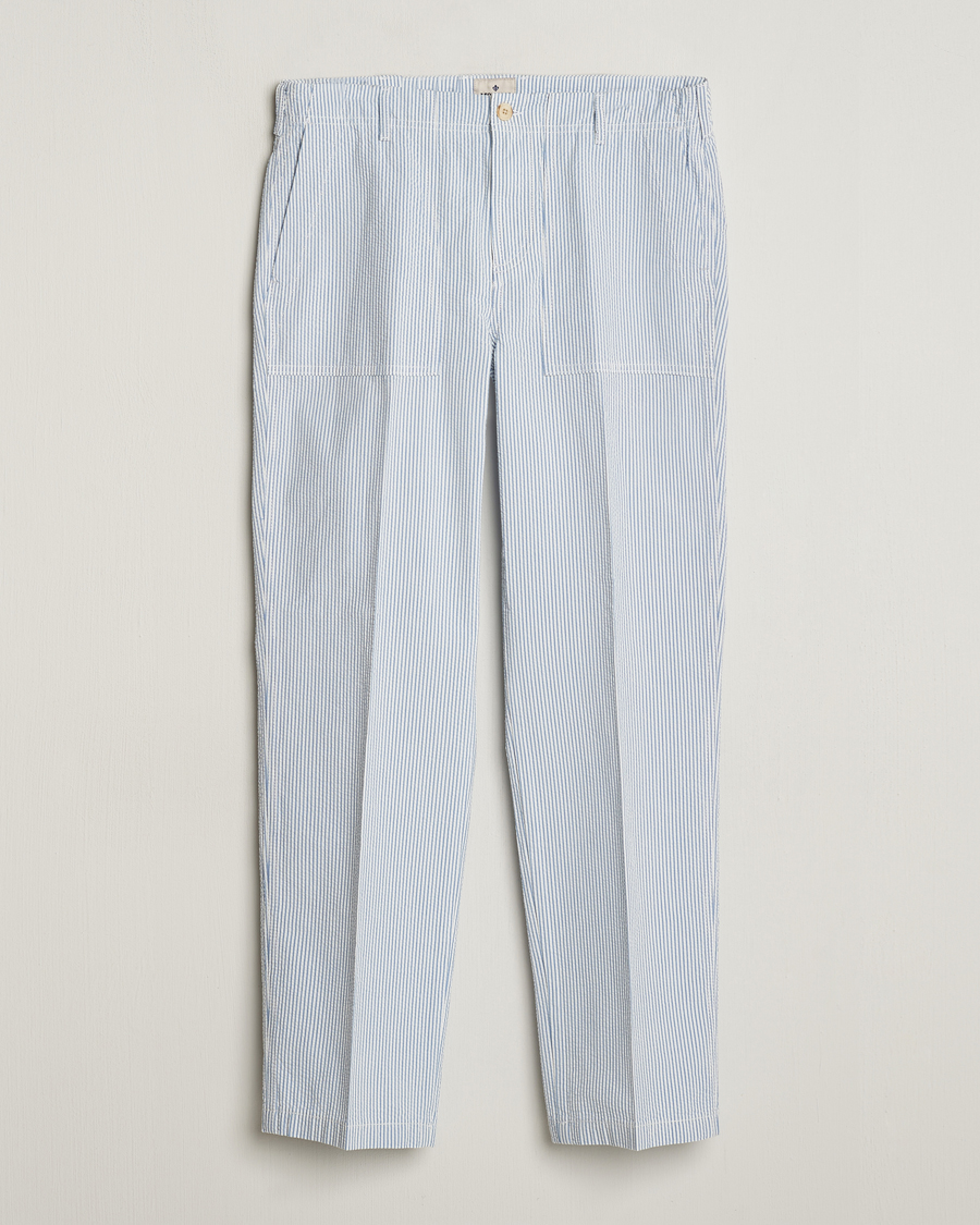 Mies | Housut | Morris | Seersucker Summer Slacks Light Blue