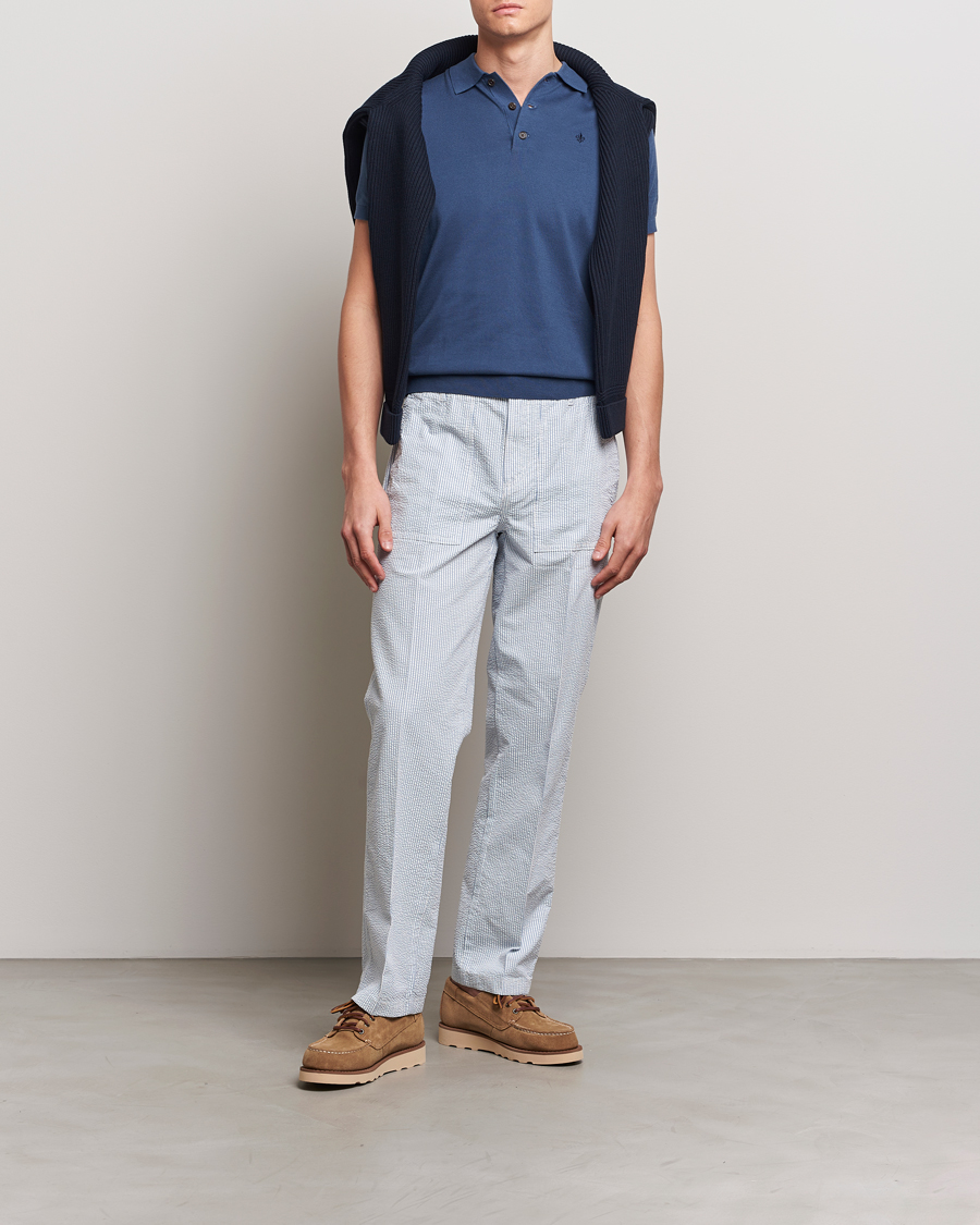 Mies | Housut | Morris | Seersucker Summer Slacks Light Blue