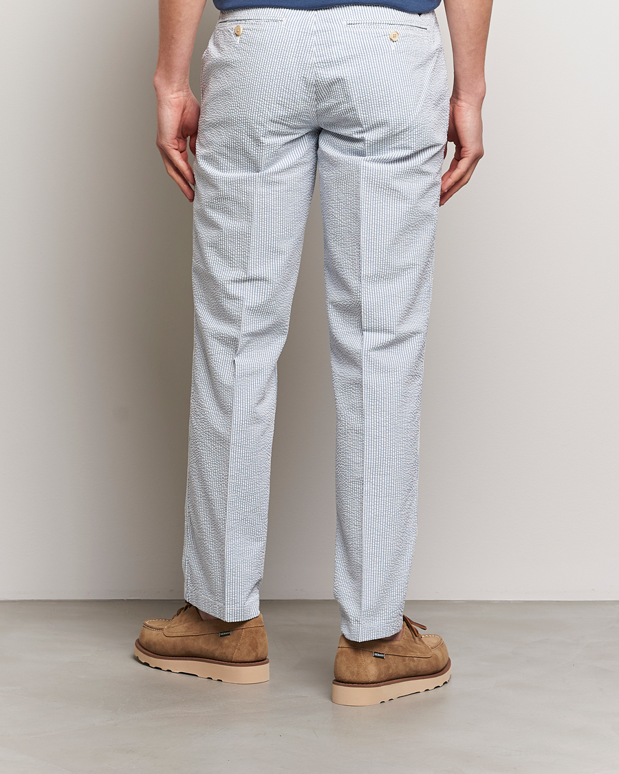 Mies | Housut | Morris | Seersucker Summer Slacks Light Blue