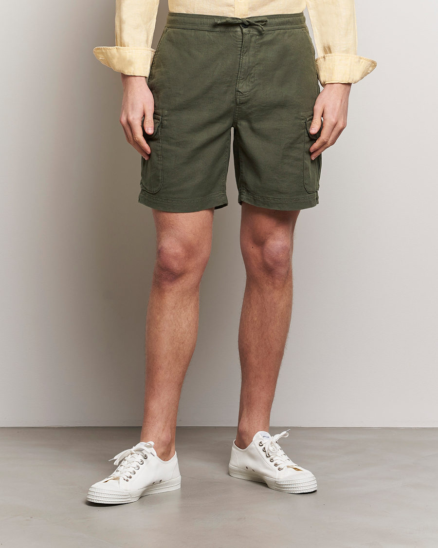 Mies | Shortsit | Morris | Cargo Linen Shorts Olive