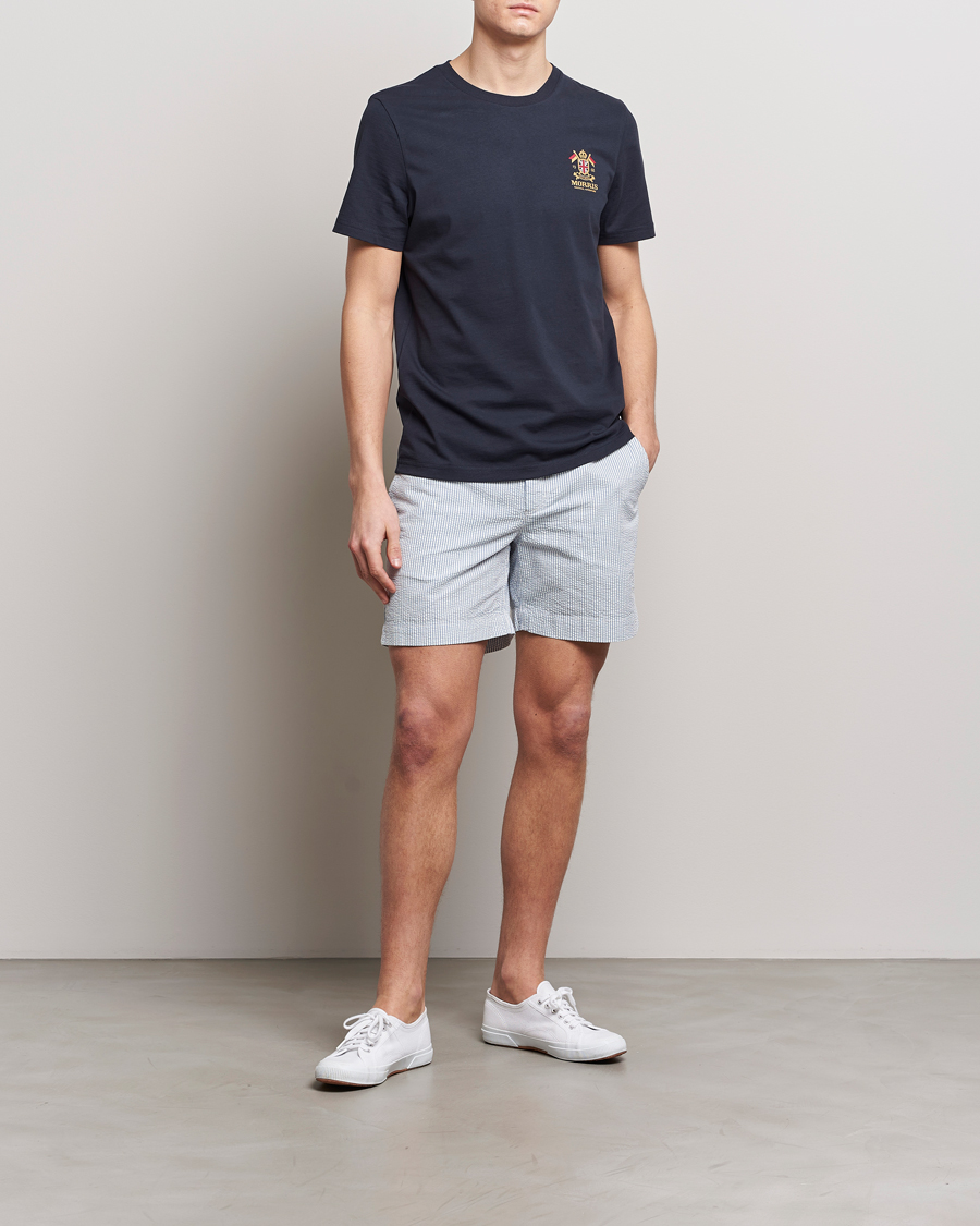 Mies | Shortsit | Morris | Seersucker Summer Shorts Light Blue