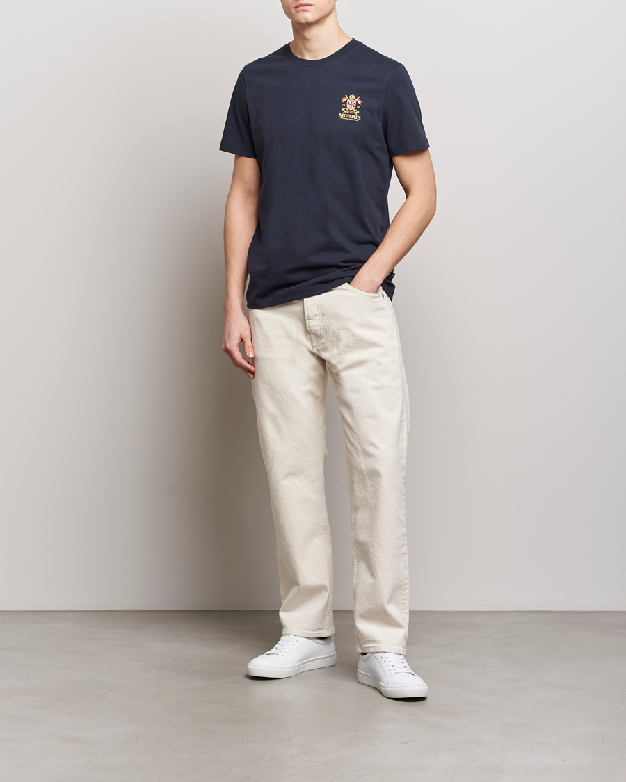 Mies | T-paidat | Morris | Crew Neck Cotton T-Shirt Old Blue