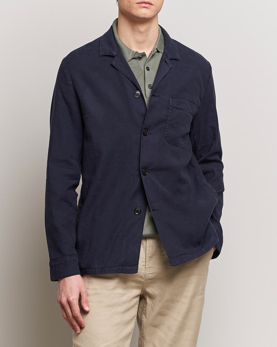 Mies | Kauluspaidat | Morris | Linen Shirt Jacket Navy
