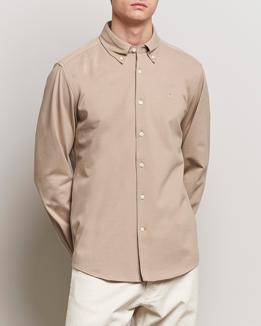 Mies | Kauluspaidat | Morris | Eddie Slim Fit Pique Shirt Khaki