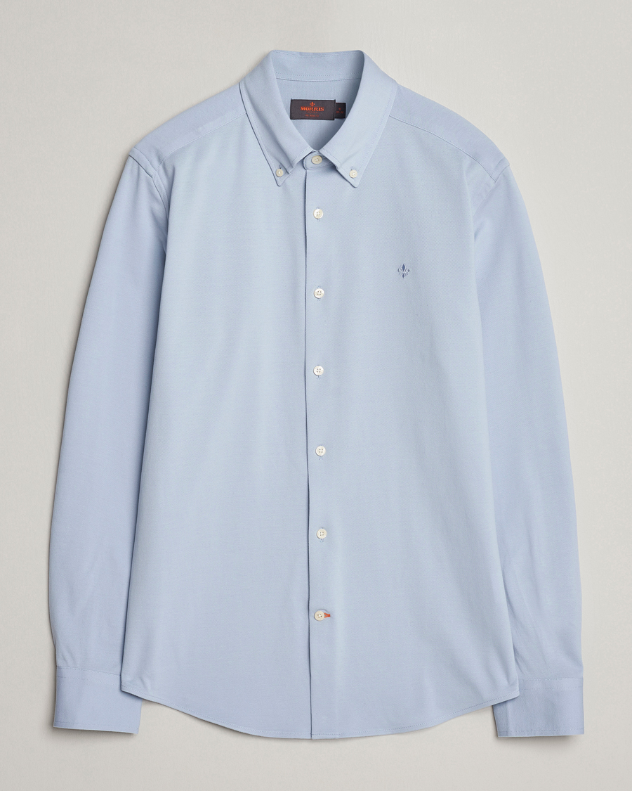 Mies | Kauluspaidat | Morris | Eddie Slim Fit Pique Shirt Light Blue