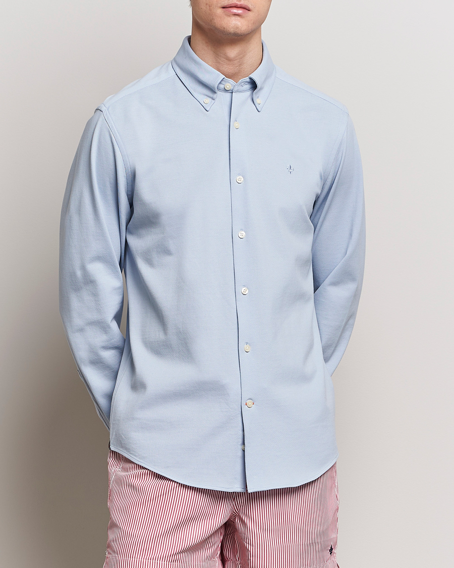 Mies | Kauluspaidat | Morris | Eddie Slim Fit Pique Shirt Light Blue
