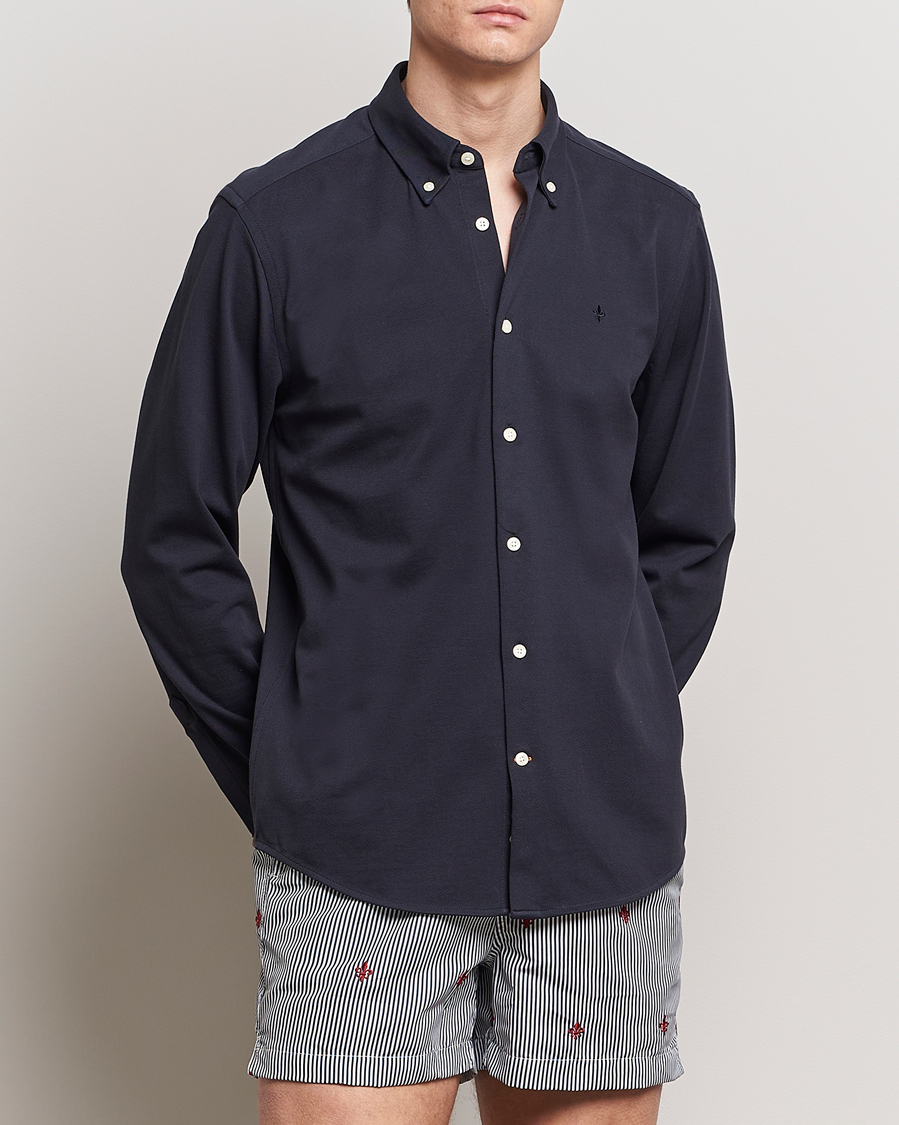 Mies | Kauluspaidat | Morris | Eddie Slim Fit Pique Shirt Old Blue