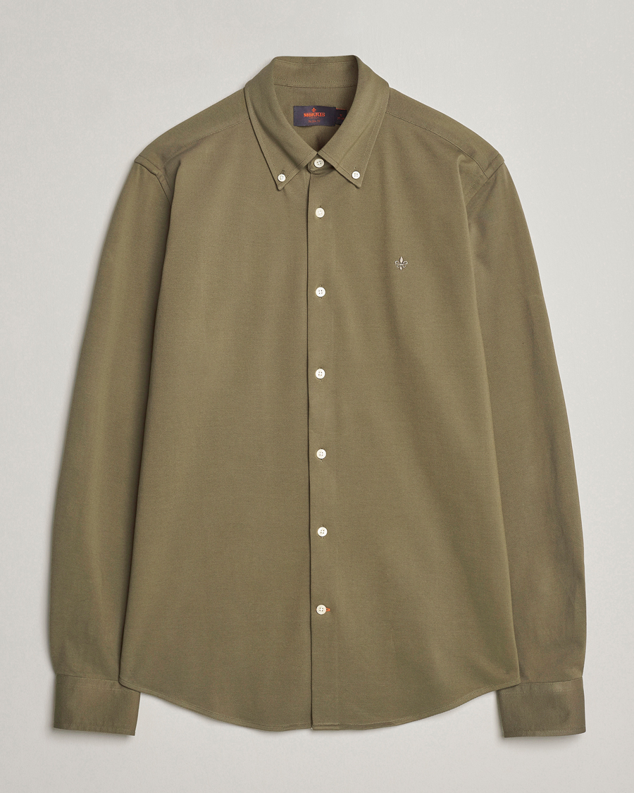 Mies | Kauluspaidat | Morris | Eddie Slim Fit Pique Shirt Olive
