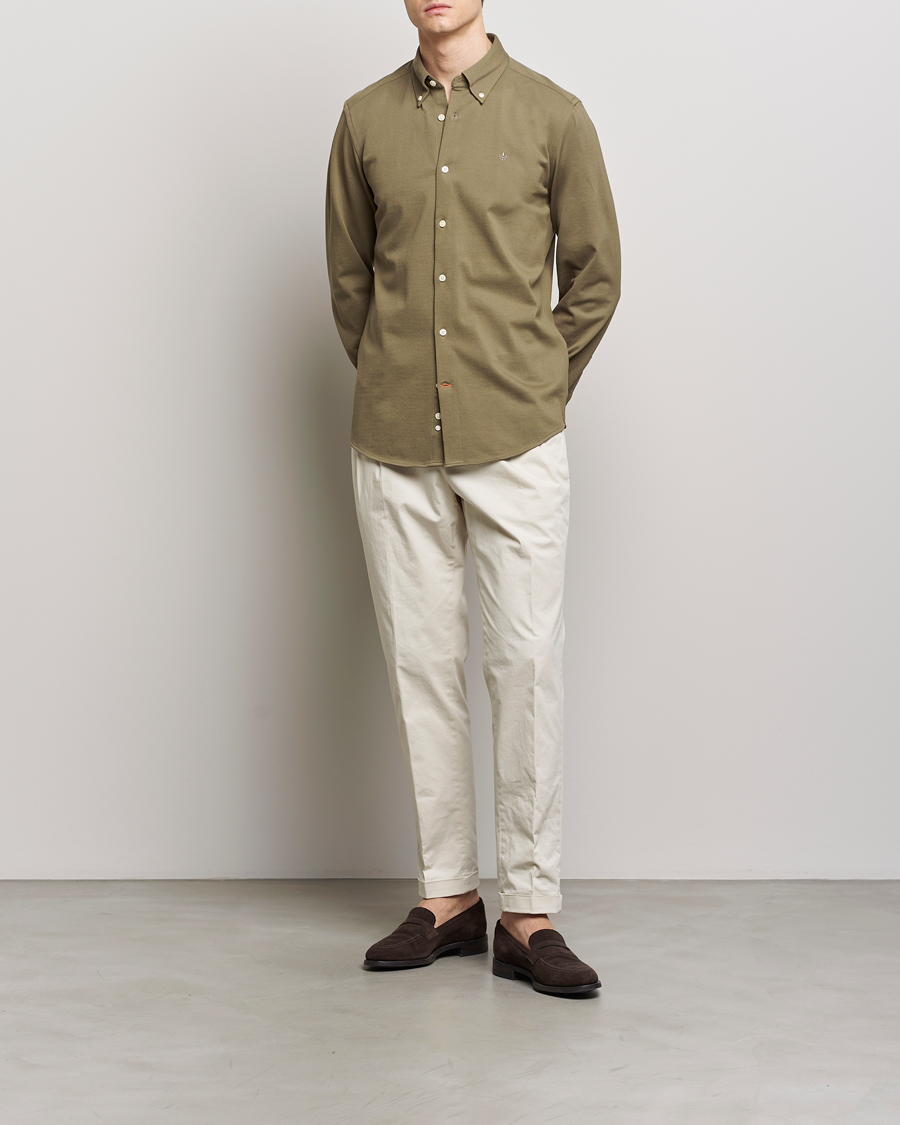 Mies | Kauluspaidat | Morris | Eddie Slim Fit Pique Shirt Olive