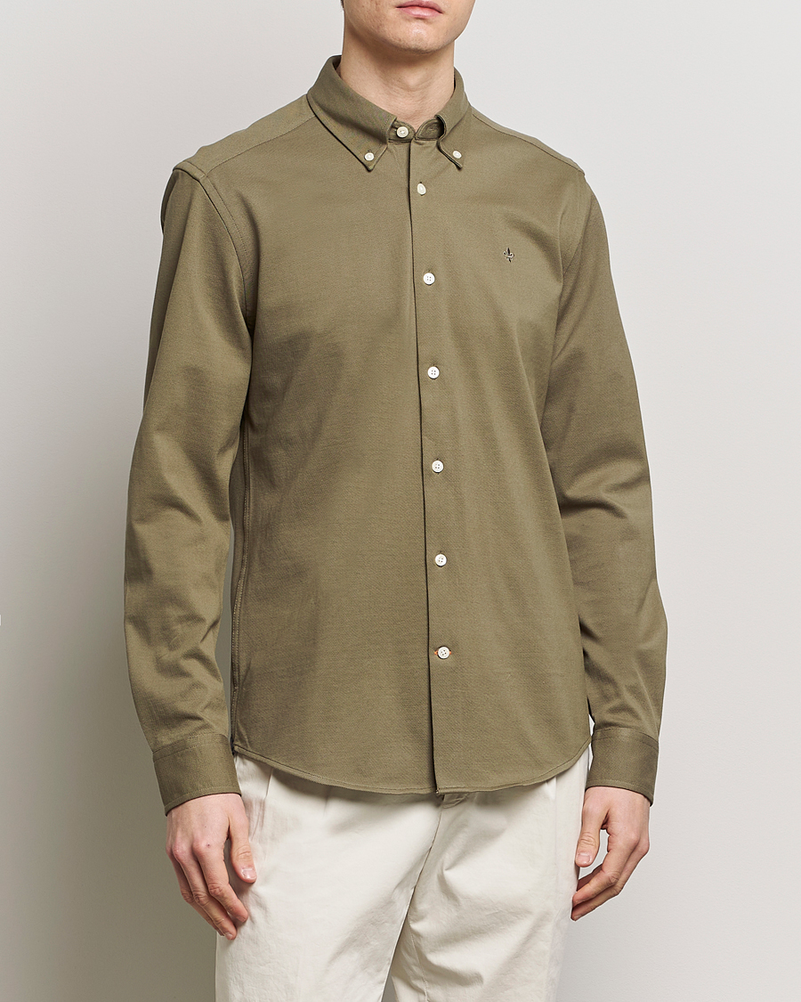 Mies | Kauluspaidat | Morris | Eddie Slim Fit Pique Shirt Olive