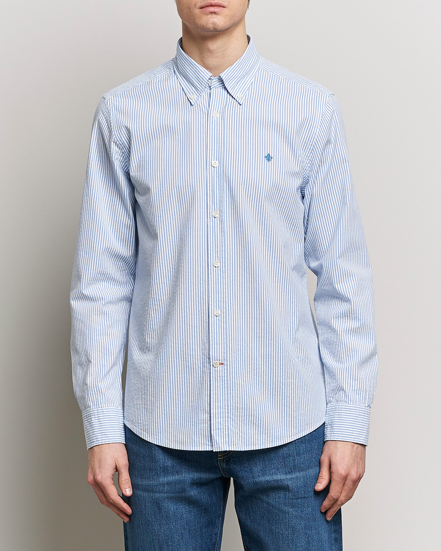 Mies | Kauluspaidat | Morris | Slim Fit Seersucker Shirt Light Blue