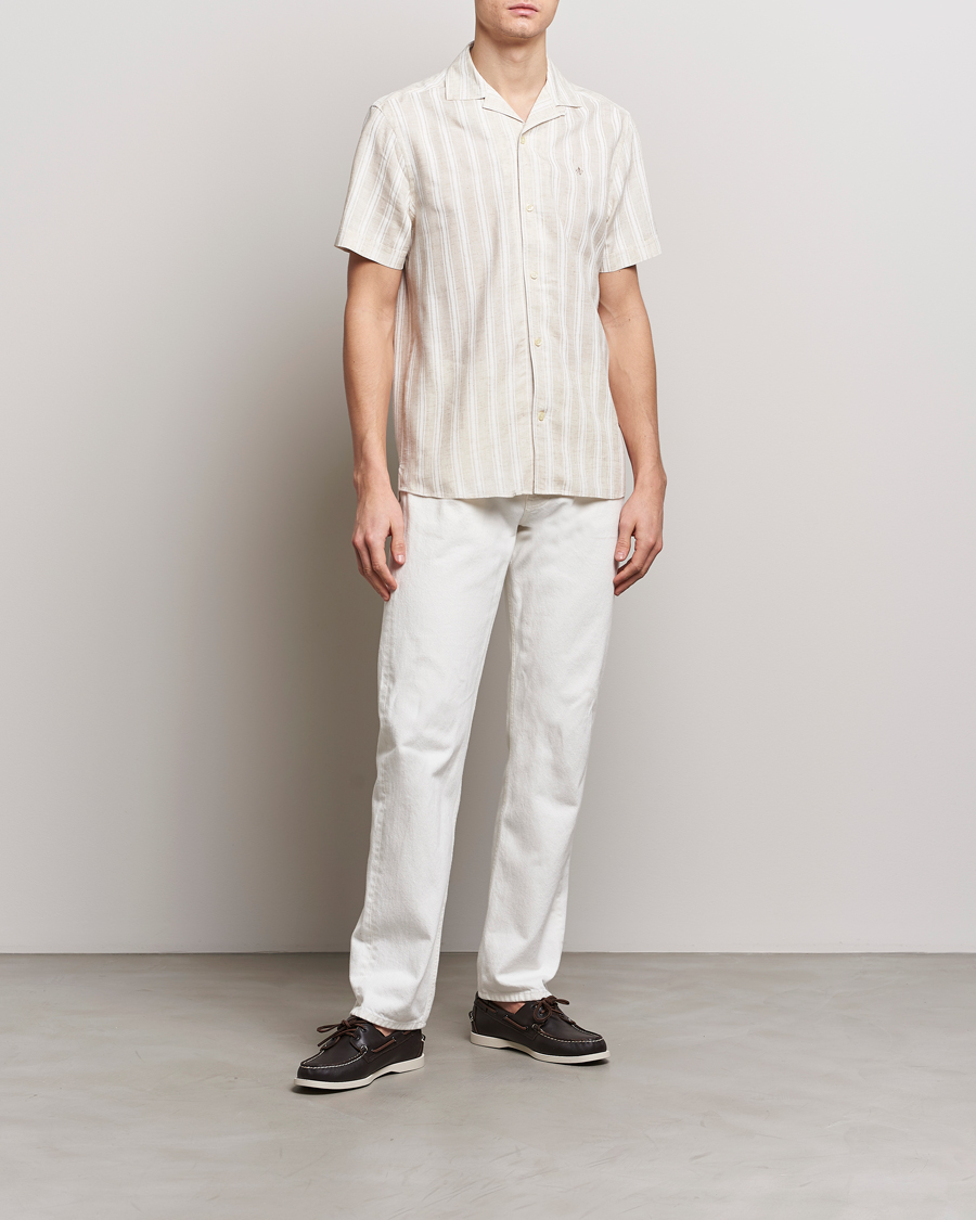 Mies | Kauluspaidat | Morris | Printed Short Sleeve Shirt Off White