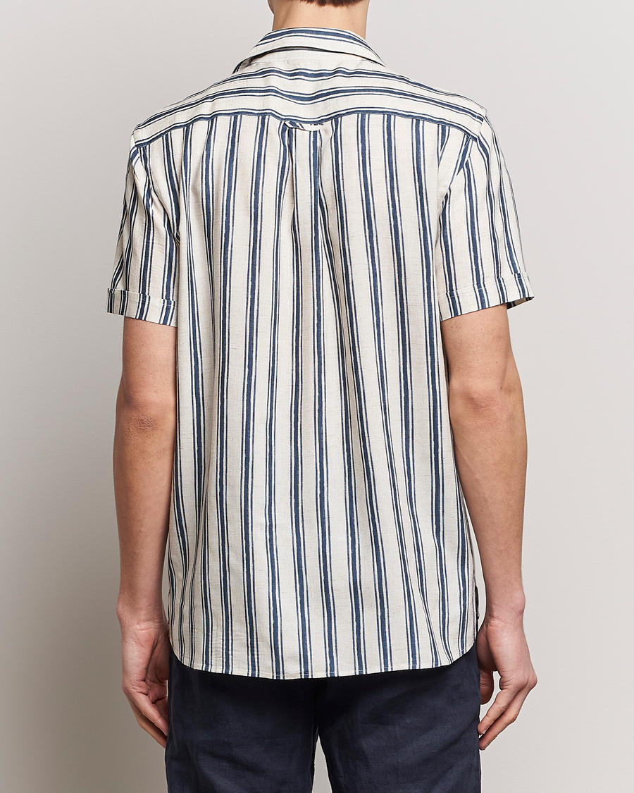 Mies | Kauluspaidat | Morris | Printed Short Sleeve Shirt Navy/Beige