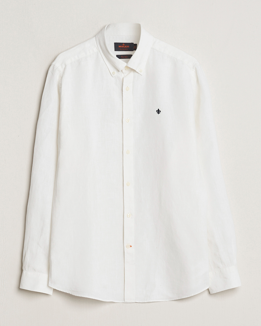 Mies | Kauluspaidat | Morris | Douglas Linen Button Down Shirt White