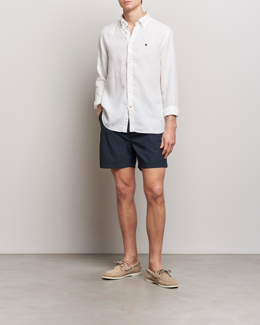 Mies | Kauluspaidat | Morris | Douglas Linen Button Down Shirt White