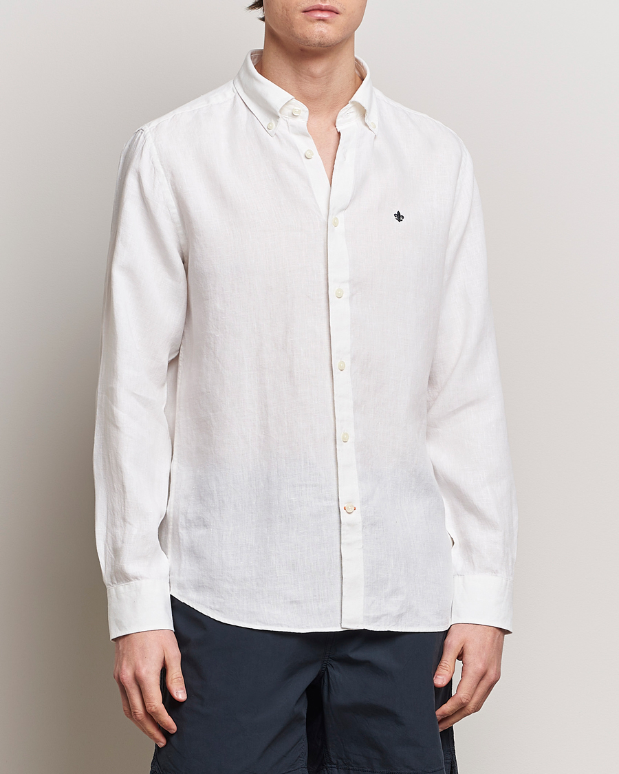 Mies | Preppy Authentic | Morris | Douglas Linen Button Down Shirt White