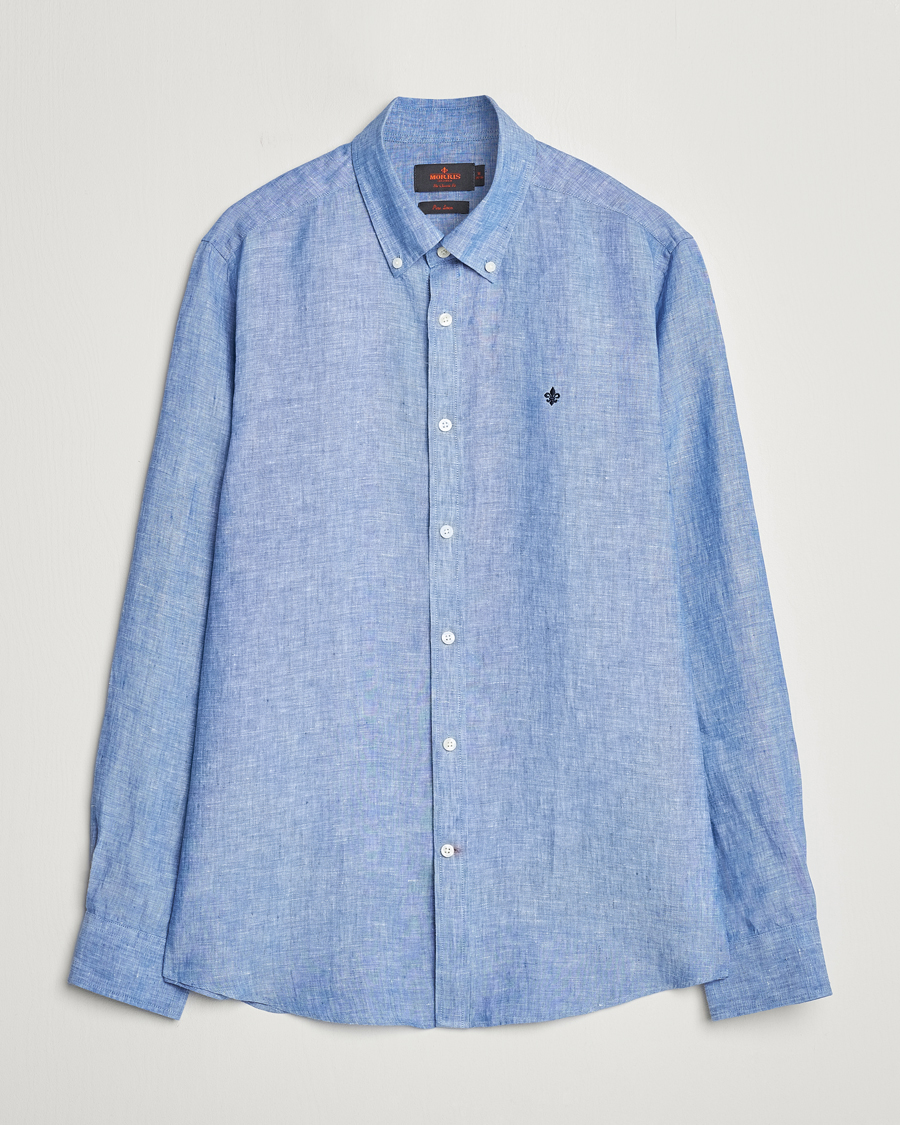 Mies | Kauluspaidat | Morris | Douglas Linen Button Down Shirt Blue