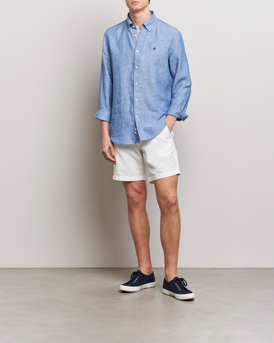 Mies | Kauluspaidat | Morris | Douglas Linen Button Down Shirt Blue