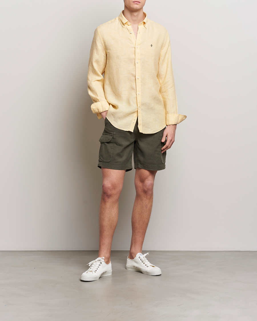 Mies | Kauluspaidat | Morris | Douglas Linen Button Down Shirt Yellow