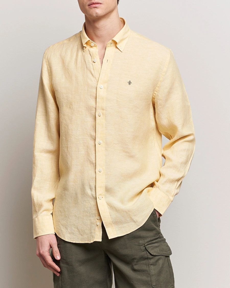 Mies | Preppy Authentic | Morris | Douglas Linen Button Down Shirt Yellow