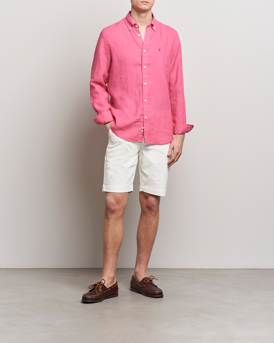 Mies | Kauluspaidat | Morris | Douglas Linen Button Down Shirt Cerise