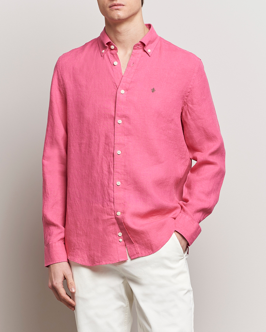 Mies | Preppy Authentic | Morris | Douglas Linen Button Down Shirt Cerise
