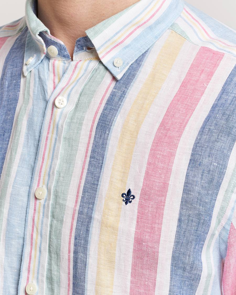 Mies | Kauluspaidat | Morris | Happy Linen Stripe Shirt Light Blue