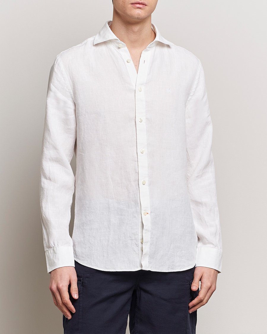 Mies | Pellavapaidat | Morris | Slim Fit Linen Cut Away Shirt White