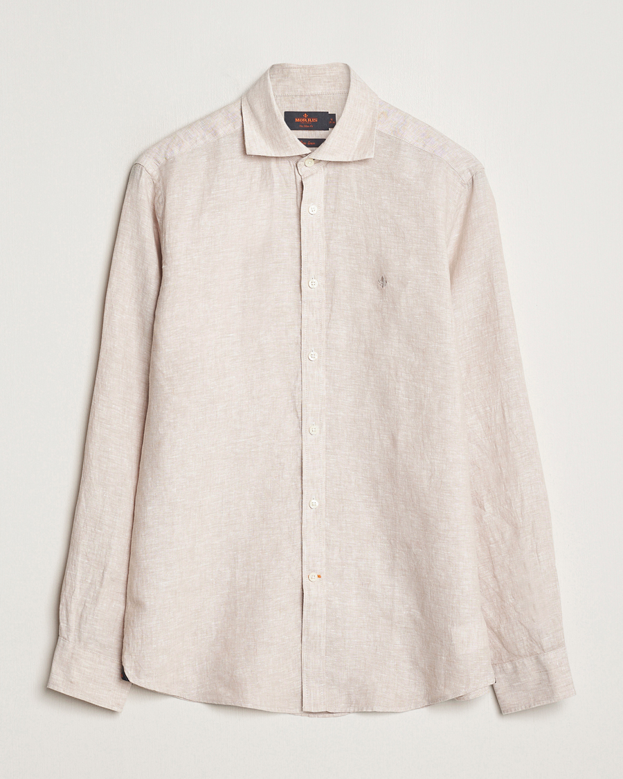 Mies | Kauluspaidat | Morris | Slim Fit Linen Cut Away Shirt Khaki