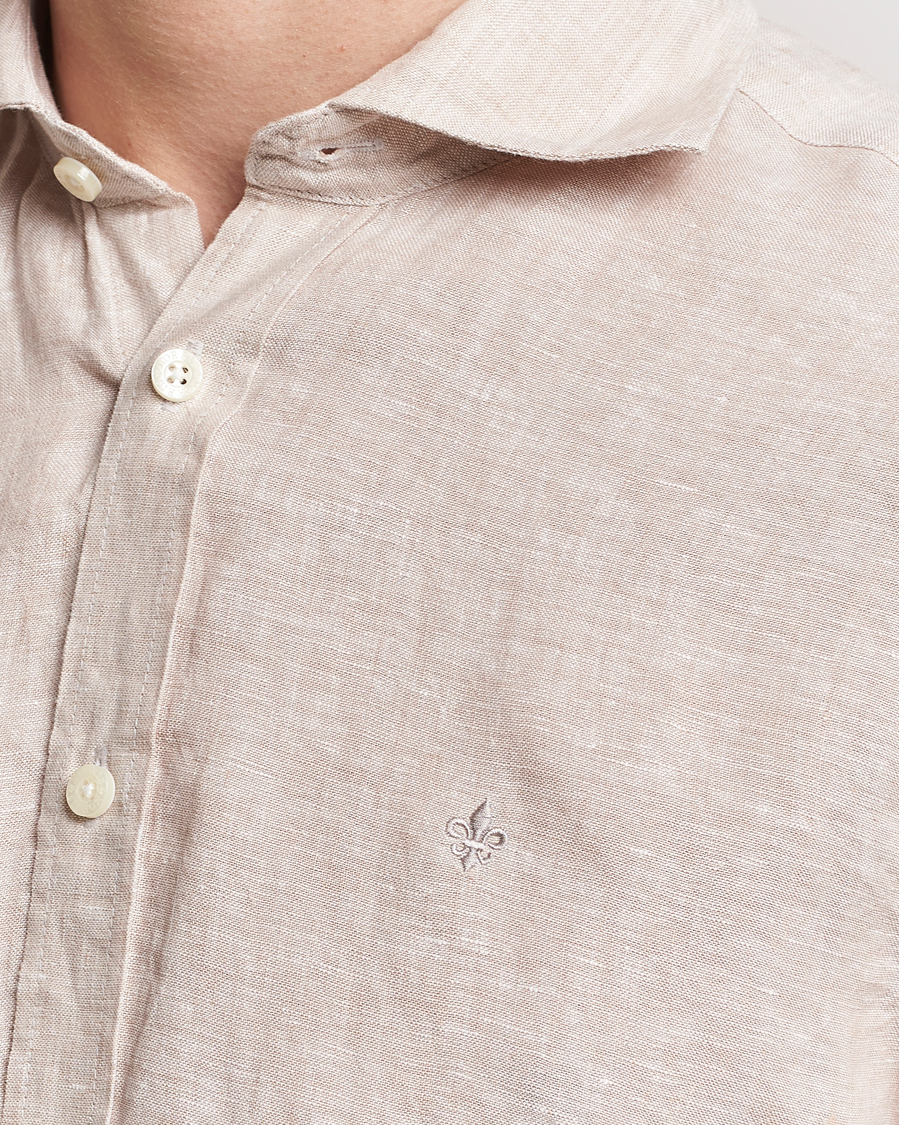 Mies | Kauluspaidat | Morris | Slim Fit Linen Cut Away Shirt Khaki