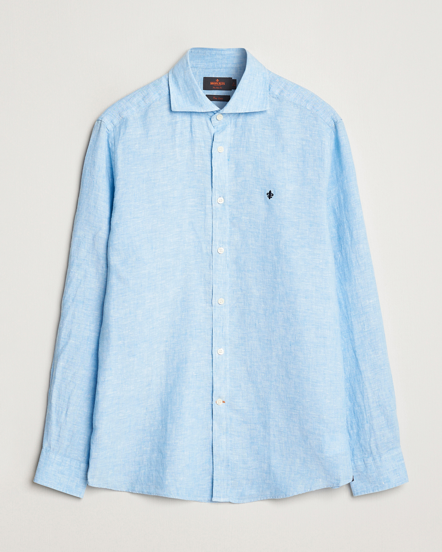 Mies | Kauluspaidat | Morris | Slim Fit Linen Cut Away Shirt Light Blue