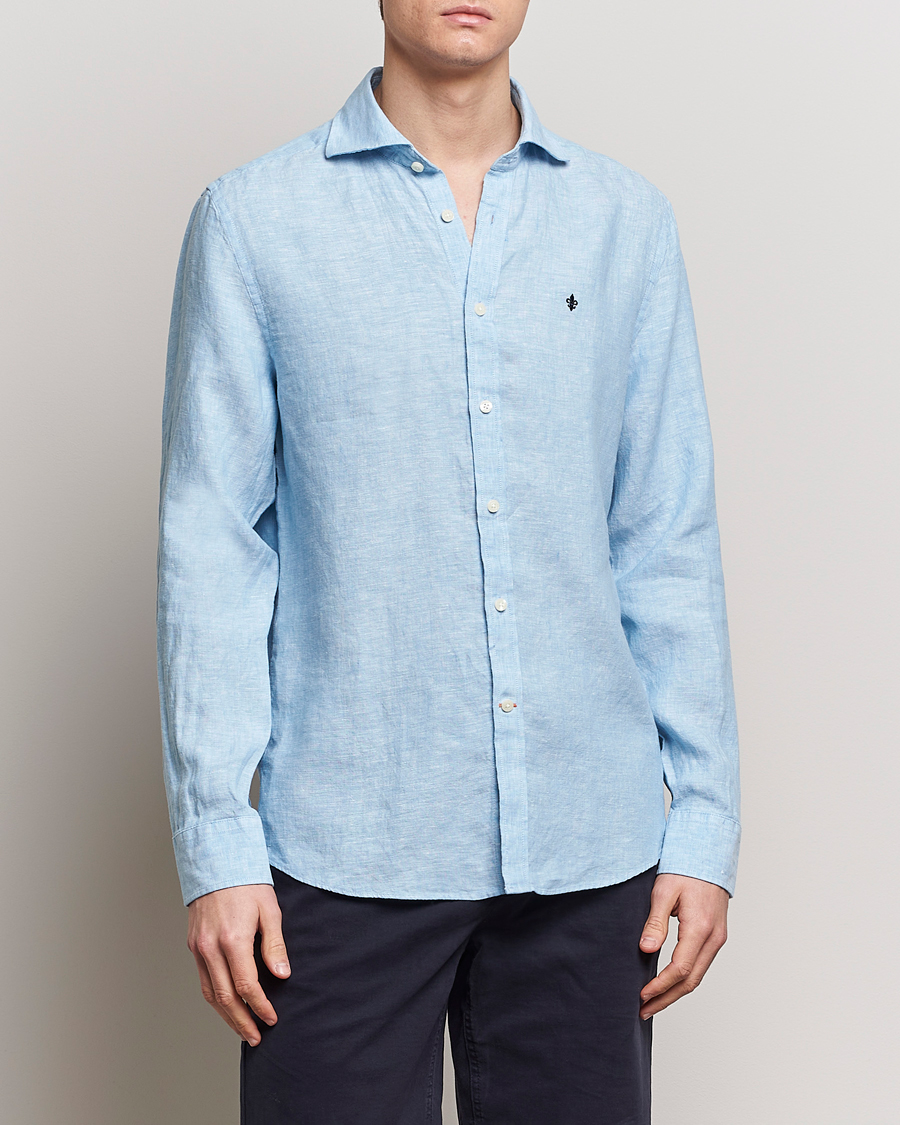 Mies |  | Morris | Slim Fit Linen Cut Away Shirt Light Blue