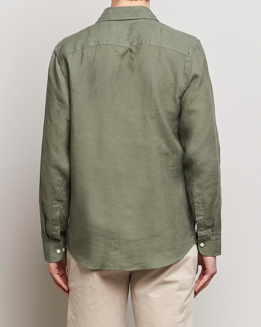 Mies | Kauluspaidat | Morris | Slim Fit Linen Cut Away Shirt Olive