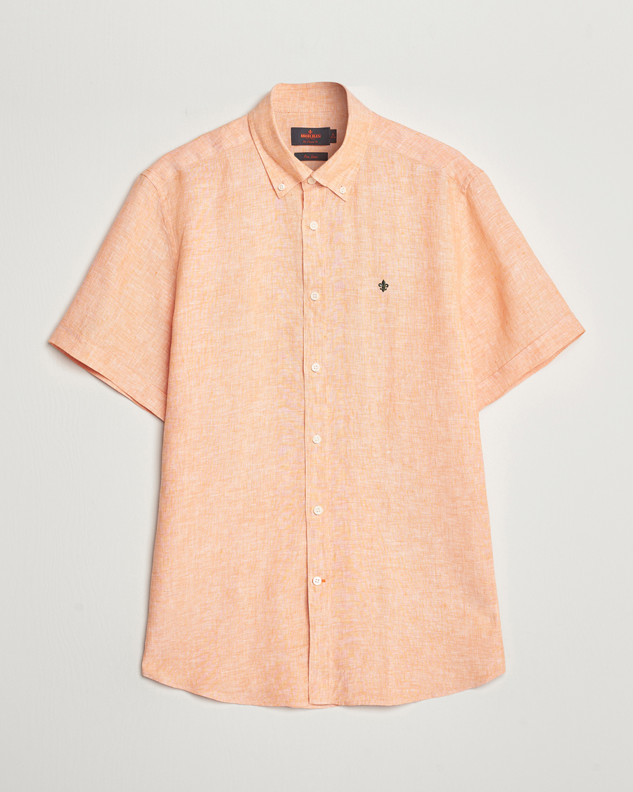 Mies | Kauluspaidat | Morris | Douglas Linen Short Sleeve Shirt Orange