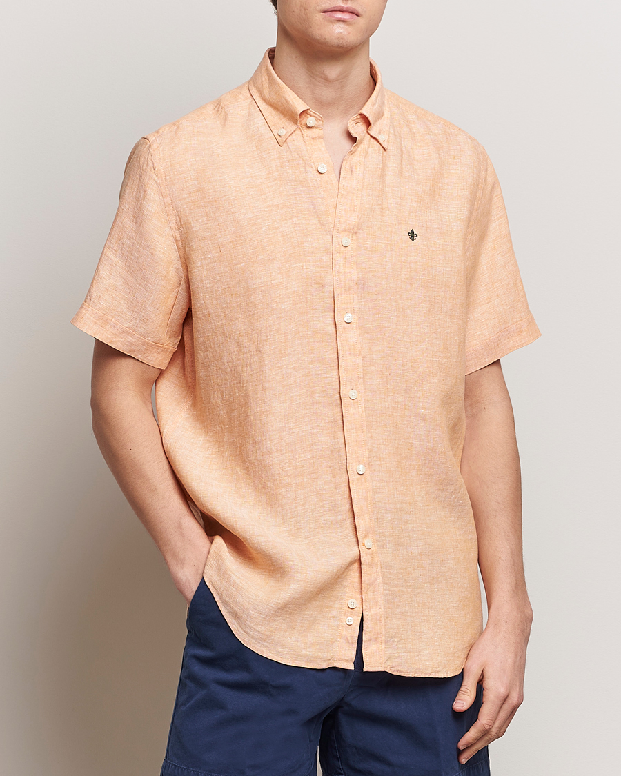 Mies |  | Morris | Douglas Linen Short Sleeve Shirt Orange