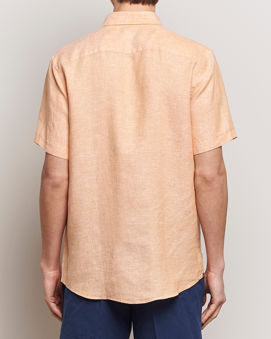 Mies | Kauluspaidat | Morris | Douglas Linen Short Sleeve Shirt Orange
