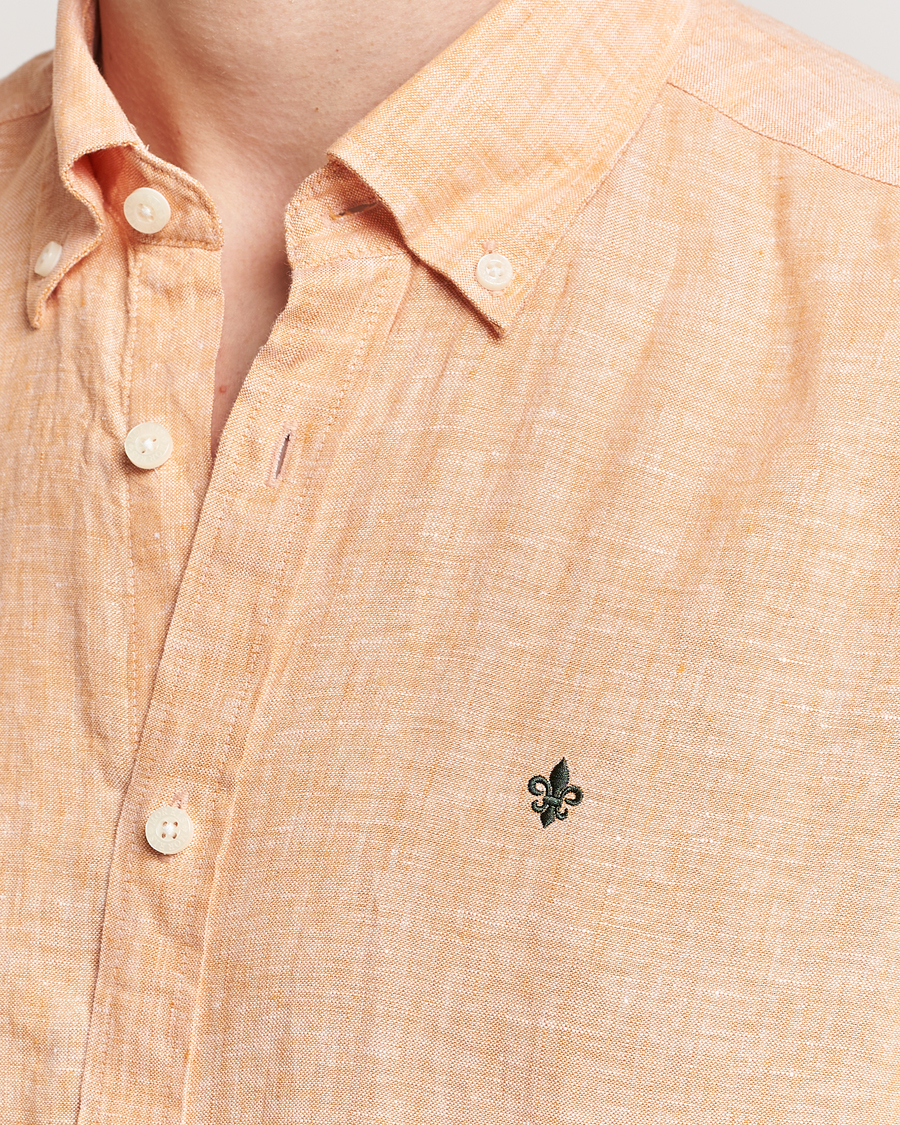 Mies | Kauluspaidat | Morris | Douglas Linen Short Sleeve Shirt Orange