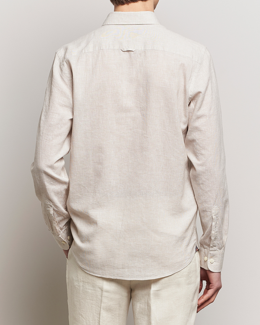 Mies | Kauluspaidat | Morris | Slim Fit Linen Check Shirt Khaki