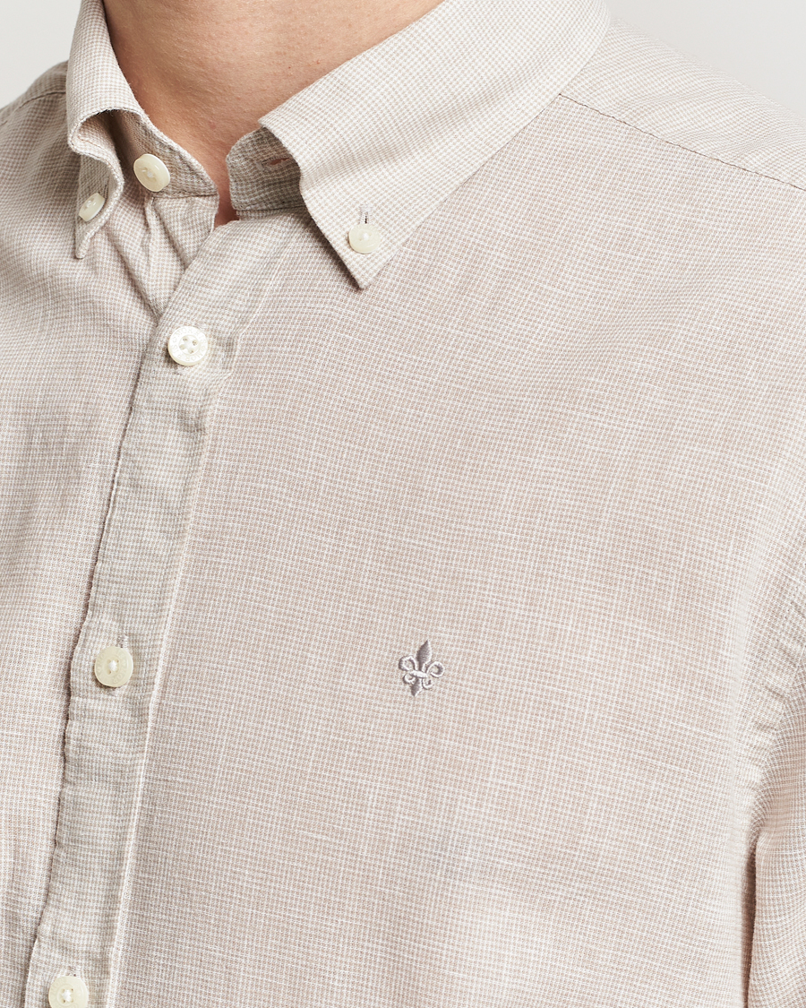 Mies | Kauluspaidat | Morris | Slim Fit Linen Check Shirt Khaki
